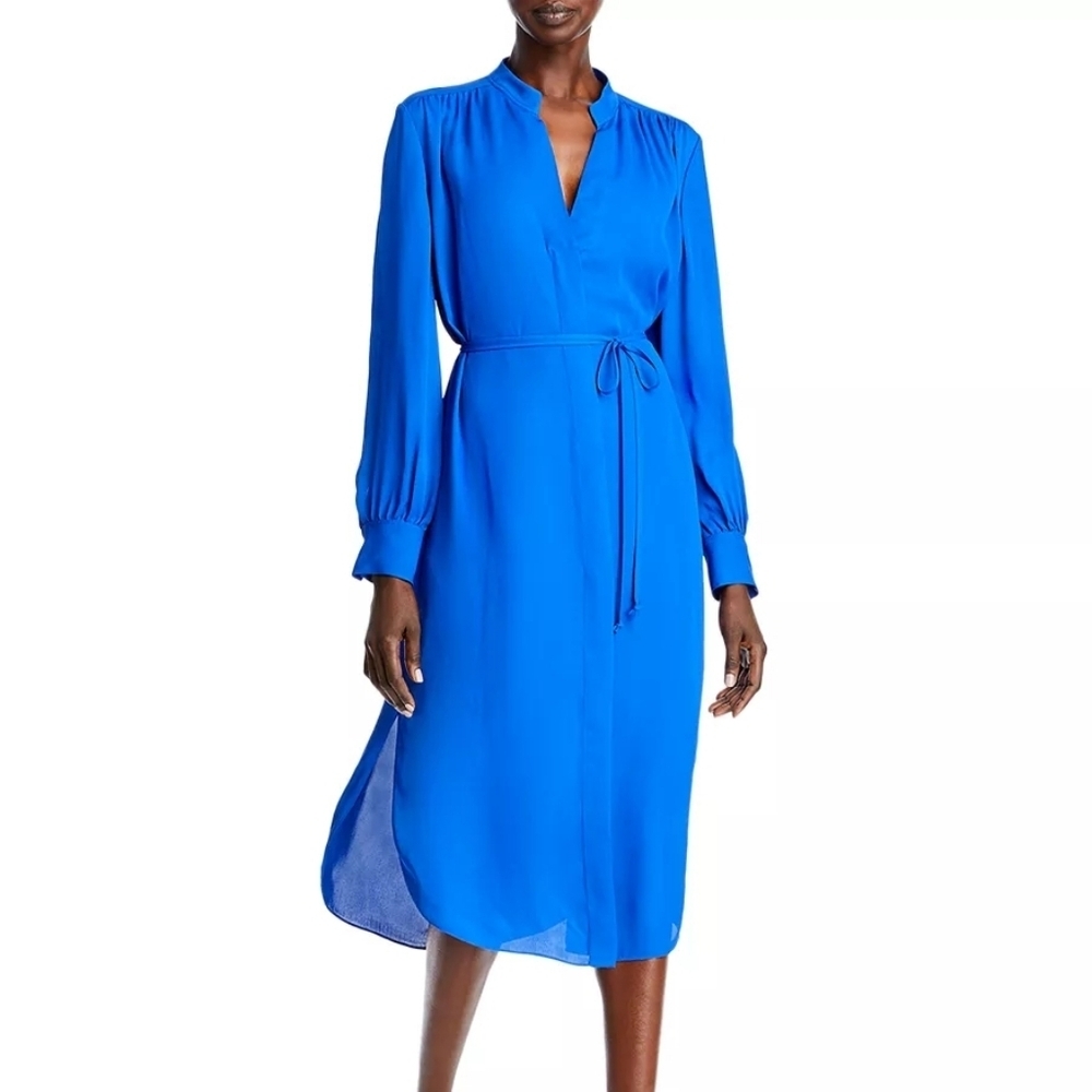 GUC BOSS 8 Dibanora Blue Long Sleeve Button Front Viscose Shirt Stress